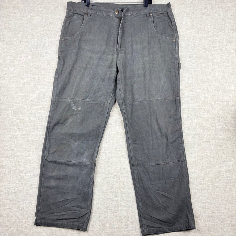 Key Industries Mens Double Knee Carpenter Work Pants Gray Canvas 40x32